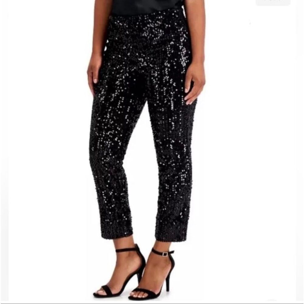 Chico’s black sequined velvet pull-on ankle pants NWT size 3 (16/18P)